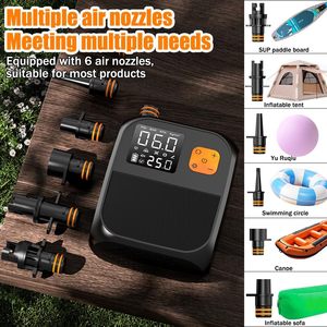 Pompe à air rechargeable pour <span class=keywords><strong>paddle</strong></span> board en ABS, <span class=keywords><strong>batterie</strong></span> 8000 mAh, haute pression 25 PSI, manomètre numérique de pression des pneus, 12 V CC pour voiture - Product Image 2