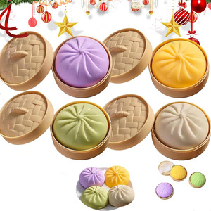 Vente en gros de jouets promotionnels colorés et mignons : Squishy anti-stress en forme de boulette Bao Taba avec visage souriant, jouet sensoriel en forme de pain vapeur - Product Image 5