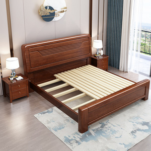 Cama Doble de Madera Maciza Estilo Chino de 1.5m y 1.8m, Moderna, Simple, Económica, para Dormitorio Principal, con Espacio de Almacenamiento, Muebles de Dormitorio para Bodas - Product Image 4