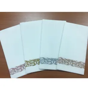 1/6 kat tek kullanımlık yumuşak emici kağıt havlu gümüş çiçek dekorasyon airlaid kağıt el konuk havlu peçeteler