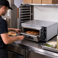 Four à pizza électrique de comptoir en acier inoxydable avec contrôle de la température pour restaurant, pizzeria, cuisine de restauration rapide