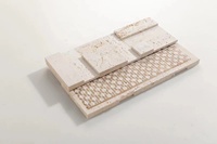 Pierre naturelle de tuile de mosaïque de conception blanche du travertin 3D pour la décoration d'intérieur de mur