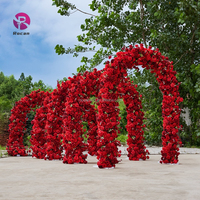 Stand Latar Panggung Pernikahan Besar 3 pcs Bunga Artificial Merah Gapura Bunga untuk Acara Upacara Pesta Dekorasi Latar Belakang