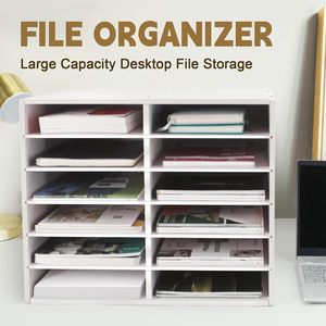 Desktop <b>File</b> Rack 12 Compartment Pull Out Storage Box For Office A4 Paper Document Organization - Product Image 2