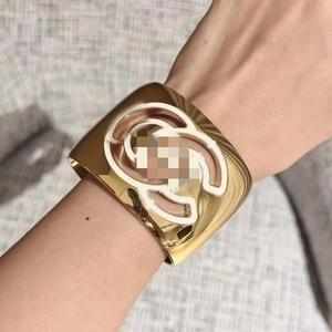 Hot thiết kế sang trọng Bangles cá nhân đôi C thư mở Bangle Bộ cổ điển qua phóng đại rộng Cuff đồ trang sức thời trang - Product Image 3