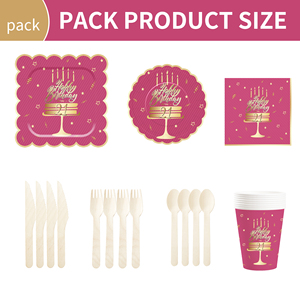 Juego de Vajilla Desechable DAMAI para Fiesta de Cumpleaños, Diseño de Globos Azules con Estampado en Caliente Rosa, Platos, Vasos y Servilletas de Papel - Product Image 2