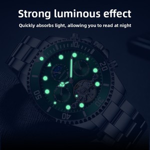 Reloj Mecánico Automático para Hombre, de Aleación y Acrílico, Resistente al Agua, Luminoso, con Calendario, Diseño Green Water Ghost, Tourbillon, Esqueleto - Product Image 2