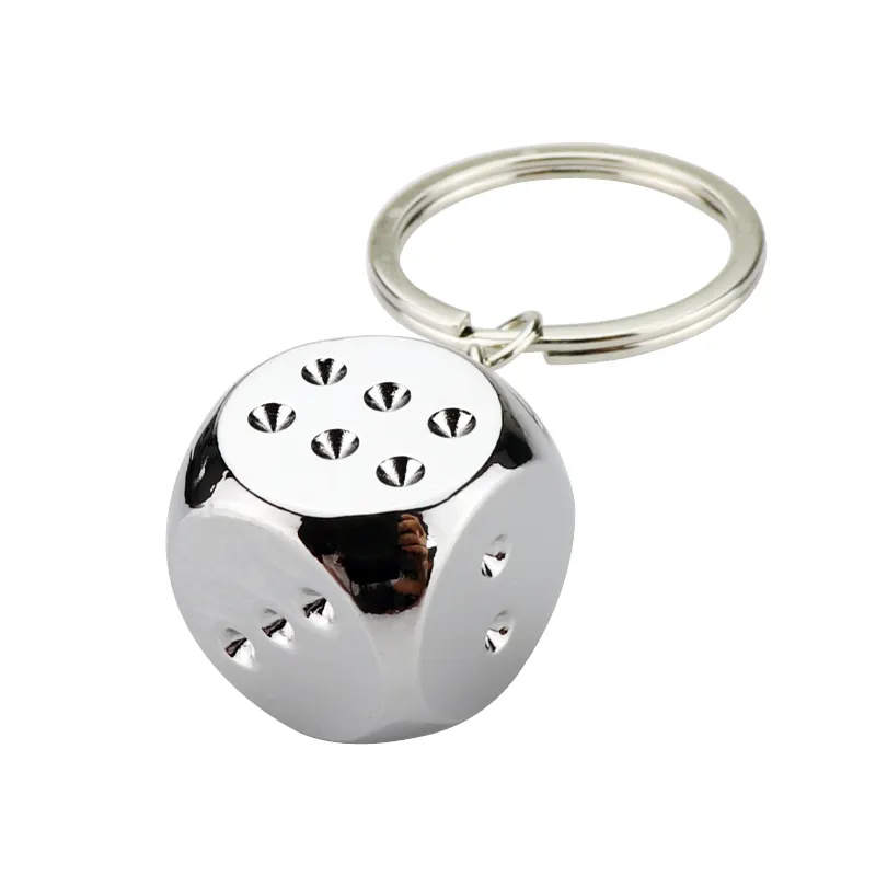 Zinc Alloy Creative Single Metal Dice Key Chain as promotional gift