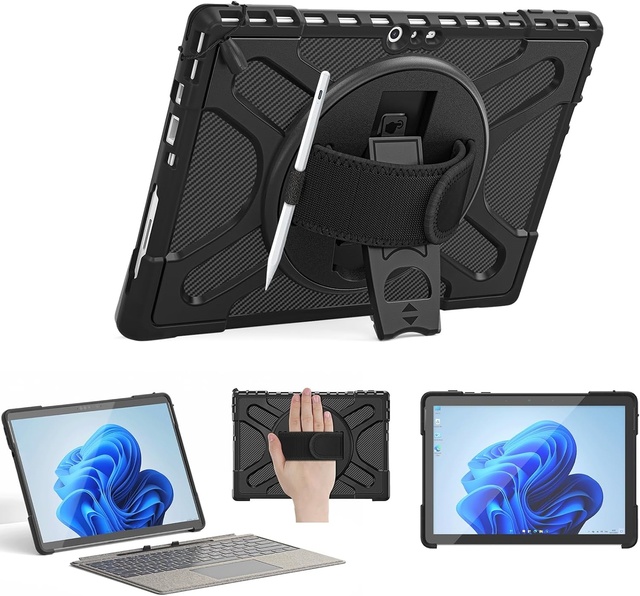 TPU PC Tablet Cases for Microsoft Surface Pro 7+ Plus 7 6 5 4 12.3'' 360 Rotating Kickstand Hand Keyboard Strap Shockproof Cover