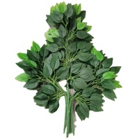 Vas daun Ficus buatan daun hijau dan putih pengisi vas toko pernikahan kantor
