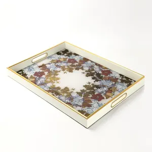 6 Tray Designs High Quality Customized Any Pattern UV Printed Glass Decor Modern Serving Tray