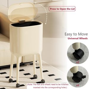 Contenedores de Basura con Ruedas para el Hogar, Cubo de Basura de Plástico para Cocina y Baño con Tapa - Product Image 3