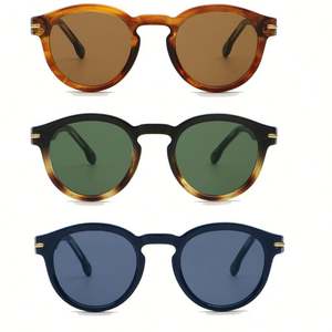 Lunettes de soleil rondes vintage 2025 personnalisées avec logo, motif léopard vert, protection UV400, branches en acétate et TR90, pour hommes et femmes - Product Image 2