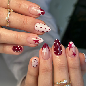 <span class=keywords><strong>Uñas</strong></span> <span class=keywords><strong>Postizas</strong></span> de Almendra con Punta Francesa Roja y Diseño Floral, <span class=keywords><strong>Uñas</strong></span> Falsas con Cobertura Completa <span class=keywords><strong>para</strong></span> Mujer, Venta al Por Mayor - Product Image 6