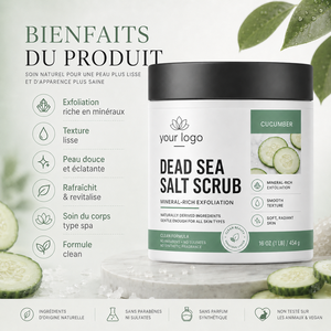 Gommage Corporel Exfoliant SPA Marque Blanche à l'Extrait Naturel Biologique de Concombre et Sel de la Mer Morte pour Améliorer la Texture, Redonner Éclat et Atténuer la Peau Terne et Rugueuse - Product Image 5