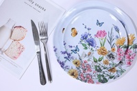 Assiette en mélamine à motif floral sauvage printemps-été pour desserts, 8/10 pouces, vaisselle pour mariages et goûters
