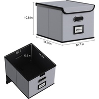 Caja Archivadora Rectangular Plegable de Tela Oxford 600D Resistente con Tapa y Organizador Deslizante de Plástico para Oficina, Hogar y Hotel