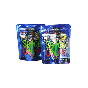 Sachets Doypack Mylar Anti-Odeur SPACE CAKE avec Logo Personnalisé, en Feuille d'<span class=keywords><strong>Aluminium</strong></span> de Qualité <span class=keywords><strong>Alimentaire</strong></span>, <span class=keywords><strong>Emballage</strong></span> Ziplock Recyclable, ISO9001 - Product Image 1