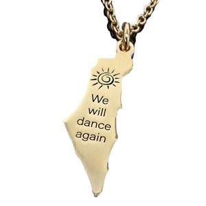 Nouveau Style Palestine carte gravé collier pendentif en acier inoxydable nous danserons à nouveau logo collier gravé - Product Image 1