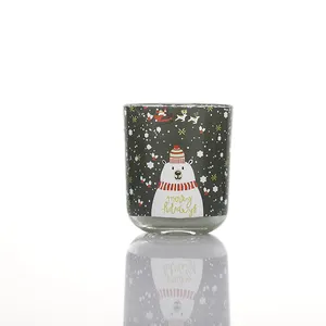 Vente en gros d'étiquette de bonhomme de neige de Noël personnalisée Bougies aromatiques de Noël 6oz 8oz Bougies parfumées à la cire de soja naturelle