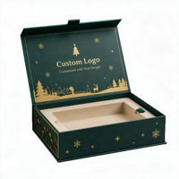 Boîte cadeau rigide de Noël verte personnalisée avec insert et couvercle à charnière pour cadeaux saisonniers, logo personnalisé, OEM, ODM, vente en gros