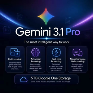 Abbonamento <span class=keywords><strong>Gemini</strong></span> 3.1 Pro di 1 Anno, 5TB di Spazio di Archiviazione Google One, Utilizzo Globale, Codice di Attivazione Online per Account Email Personale - Product Image 1