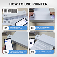 Printer Termal Dokumen A4 4 Jam Kerja Terus Menerus USB BT Printer Termal Nirkabel untuk Perjalanan, Rumah, Sekolah, Kantor