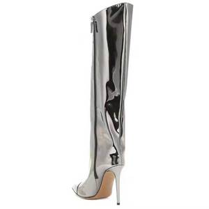 Bottines à talons aiguilles à bout pointu pour femmes, chaussures en cuir verni, nouvelle mode élégante et sexy, bottes hautes pour femmes 2024 - Product Image 3