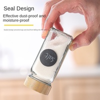 Bocal en verre pour épices, avec couvercle en bois d'acacia, pour la cuisine, le sel, le cumin, le poivre, rangement, lavage à la main, design tendance