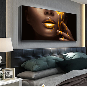 <span class=keywords><strong>Peinture</strong></span> sur toile HD de luxe <span class=keywords><strong>moderne</strong></span> pour salon, grande décoration murale pour la maison, murale liquide dorée de <span class=keywords><strong>femme</strong></span>, imperméable - Product Image 2