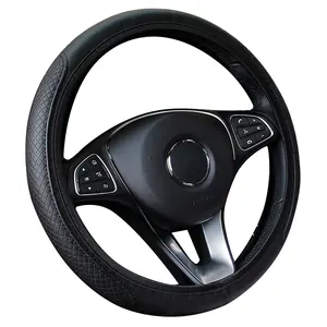 DDP Shipping 38cm Universal Non-Slip Elastic Microfiber Leather Steering Wheel Cover Sports Design Style For Cars