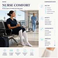 Chaussettes de compression confortables pour infirmières, marque privée, pour les détaillants de produits de bien-être, avec support pour la fourniture et l'approbation des échantillons