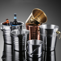 Seau à glace isotherme portable en acier inoxydable durable pour vin, boissons et bière, avec poignée