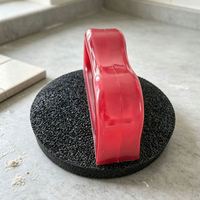 Bloc de tampon abrasif en pierre ponce avec poignée rouge, éponge abrasive robuste pour le nettoyage des joints, des carreaux et des comptoirs