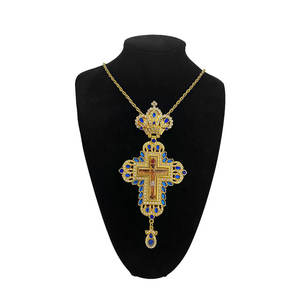 HT pemasok gereja baru Orthdodx pendeta religius kalung perhiasan salib Yesus rantai panjang Natal - Product Image 1