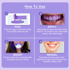 Caja de lujo Luxsmile, tiras <span class=keywords><strong>V34</strong></span> de blanqueamiento natural para el hogar, luz Led portátil, logotipo privado personalizado, Kits de blanqueamiento dental profesional - Product Image 6