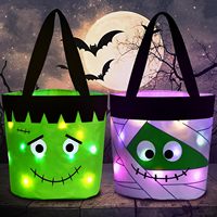 Panier lumineux LED Jack Glow en forme de citrouille pour Halloween, personnalisable et réutilisable, pour enfants