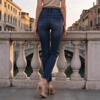 Jean Dusk High Rise à jambe fuselée, indigo foncé, longueur cheville, en denim, pour un usage quotidien décontracté