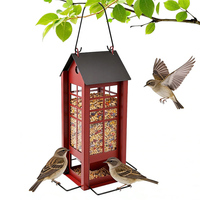 Mangeoire à oiseaux suspendue personnalisée JH-Mech, grande, transparente, avec rangement pour graines, design multi-perchoirs, en métal, pour extérieur