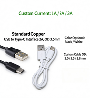 Câble de charge USB Type C 2 cœurs à charge rapide, âme en cuivre, gaine PVC pour batterie externe, écouteurs, appareils numériques, ordinateur et casque audio