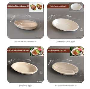 Envase de Alimentos Desechable de Bagazo de 1000ml con Tapa, Apto para Microondas, para Ensaladas y Comida para Llevar - Product Image 4
