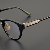 Lunettes de vue à monture en acétate rétro en argent sterling 925 faites à la main lunettes de prescription unisexes haut de gamme diamant à la mode