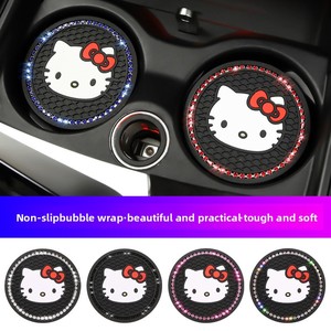 Cute Cartoon Cat <strong>Car</strong> Cup Holder Coaster, Bling Rhinestone Non-Slip Silicone Pad, Multi-Color <strong>Car</strong> Interior <strong>Accessory</strong> - Product Image 2