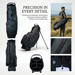 <span class=keywords><strong>Bolsa</strong></span> <span class=keywords><strong>de</strong></span> Golf Minimalista Negra Mate, Impermeable, <span class=keywords><strong>de</strong></span> Cuero PU Ligero, con Cierres Sellados - Product Image 2