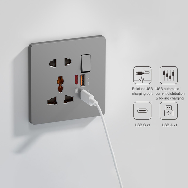 Universal 220V 10A 2 Ports Electrical Outlet Wall Safe Multi Plug Socket AU/EU/US/UK USB Switches