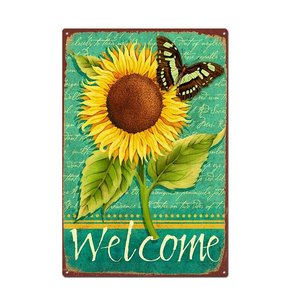Décoration Murale Classique en Fer Peint, Thème Tournesol, Fée, Ange, Musique, Jour National, Forme Rectangulaire, Imprimée UV pour Porche, Salon, Bar - Product Image 6