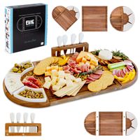 Plateau de service en bois demi-rond pour fromages et charcuteries