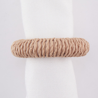 Anneau de serviette en jute tissé personnalisé, vente en gros d'usine, support de serviette en tissu marron duveteux pour la décoration de table de mariage et de fêtes