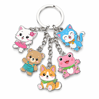 Porte-clés en alliage de zinc en gros, mignons porte-clés de dessin animé chien, chiot, chaton, anime, porte-clés personnalisés en métal émaillé dur ou souple