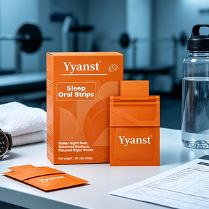 Vente en gros de bandes buccales personnalisées pour le sommeil, boîte d'emballage géométrique orange, 30 pièces, film à dissolution rapide pour la relaxation nocturne et le bien-être, approvisionnement en vrac - Product Image 4